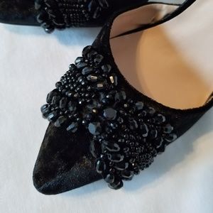 London Rebel Bow Two Part Velvet Point High Heels